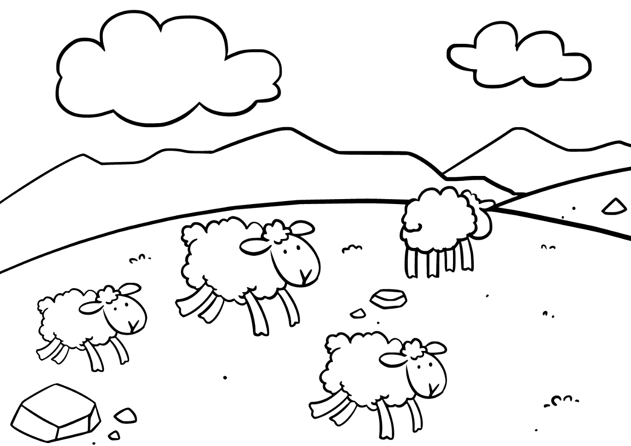Desenho de Ovelhas para colorir e imprimir: número 48