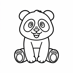 Desenho de Panda para colorir e imprimir: número 2