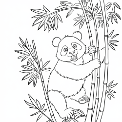 Desenho de Panda para colorir e imprimir: número 3