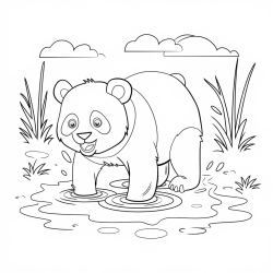 Desenho de Panda para colorir e imprimir: número 4