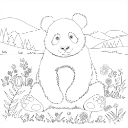 Desenho de Panda para colorir e imprimir: número 8