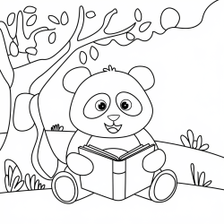 Desenho de Panda para colorir e imprimir: número 10