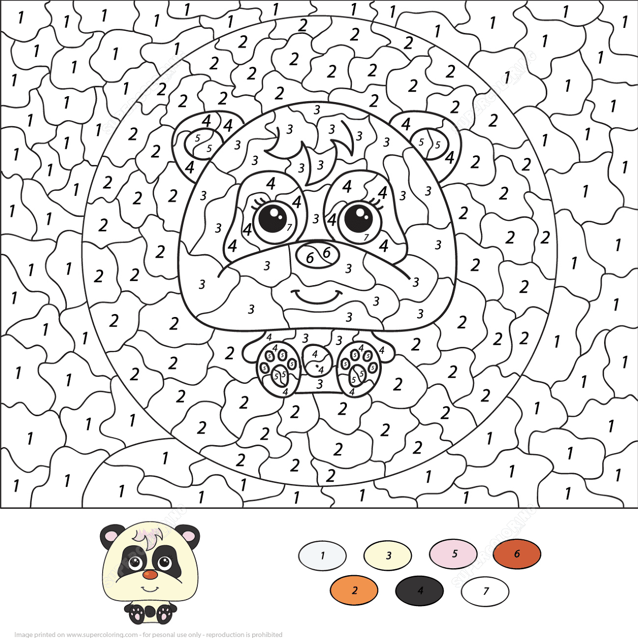 Desenho de Panda Gigante para colorir e imprimir: número 21