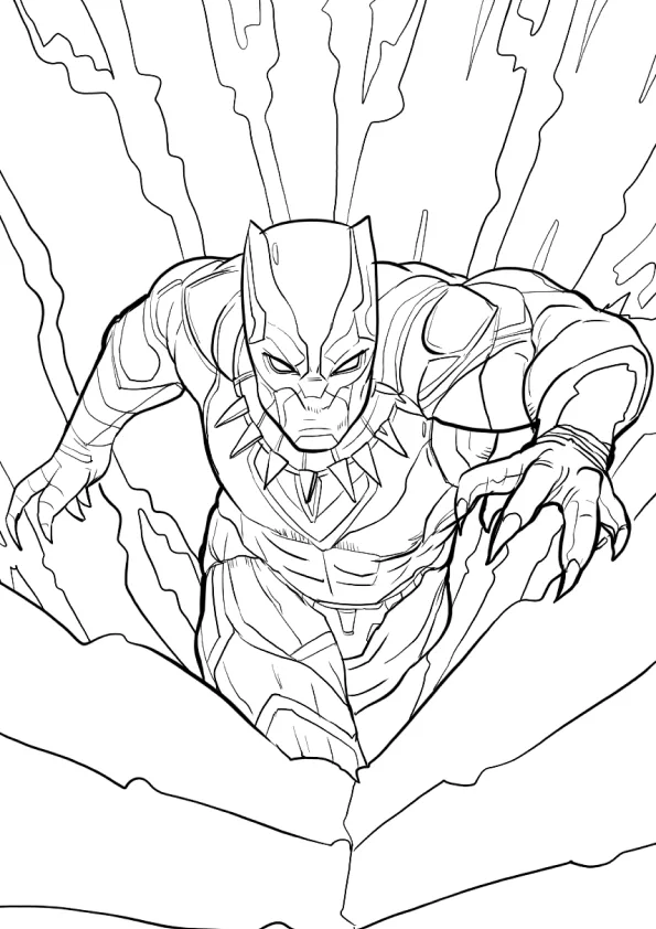 Desenho de Pantera Negra para colorir e imprimir: número 9