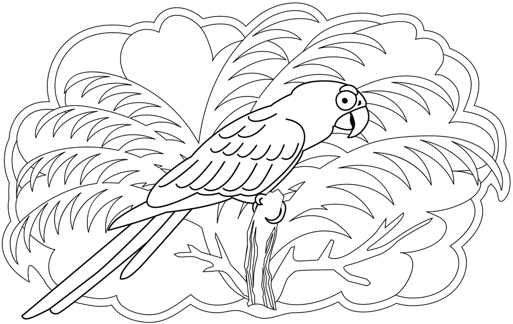 Desenho de Papagaios para colorir e imprimir: número 2