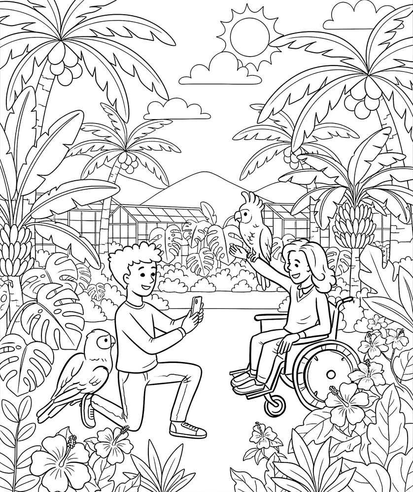Desenho de Papagaios para colorir e imprimir: número 17
