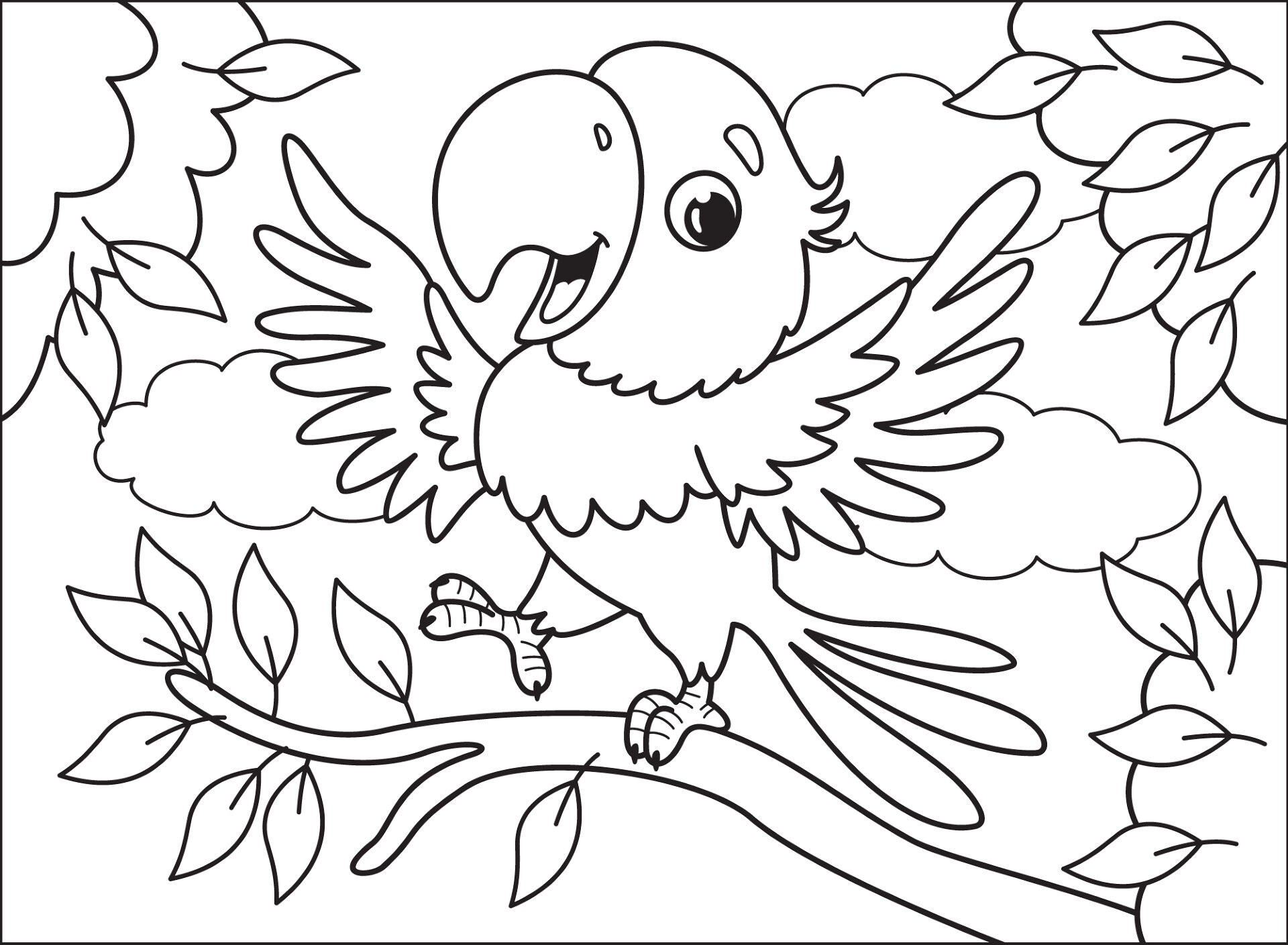 Desenho de Papagaios para colorir