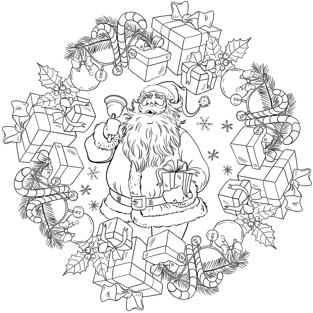Desenho de Papai Noel para colorir e imprimir: número 1