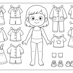 Desenho de Paper Doll para colorir e imprimir: número 1