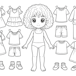 Desenho de Paper Doll para colorir e imprimir: número 2
