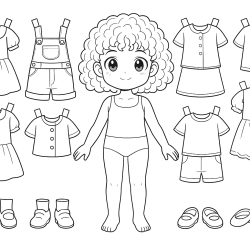 Desenho de Paper Doll para colorir e imprimir: número 3