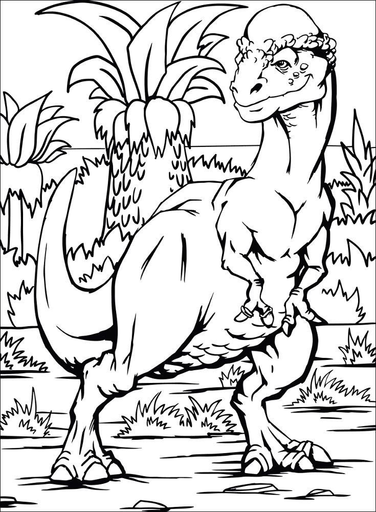 Desenho de Paquicefalossauro para colorir e imprimir: número 1