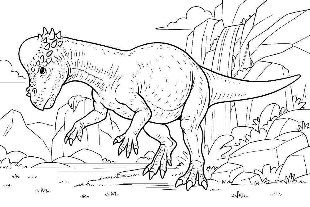 Desenho de Paquicefalossauro para colorir e imprimir: número 4