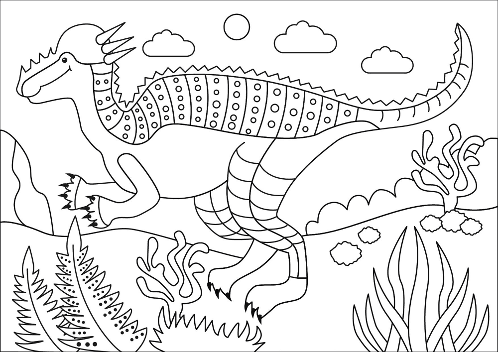 Desenho de Paquicefalossauro para colorir e imprimir: número 5