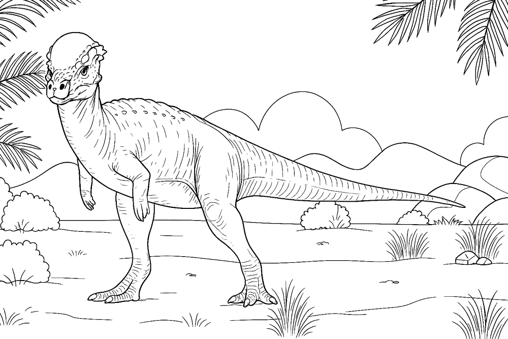 Desenho de Paquicefalossauro para colorir e imprimir: número 12