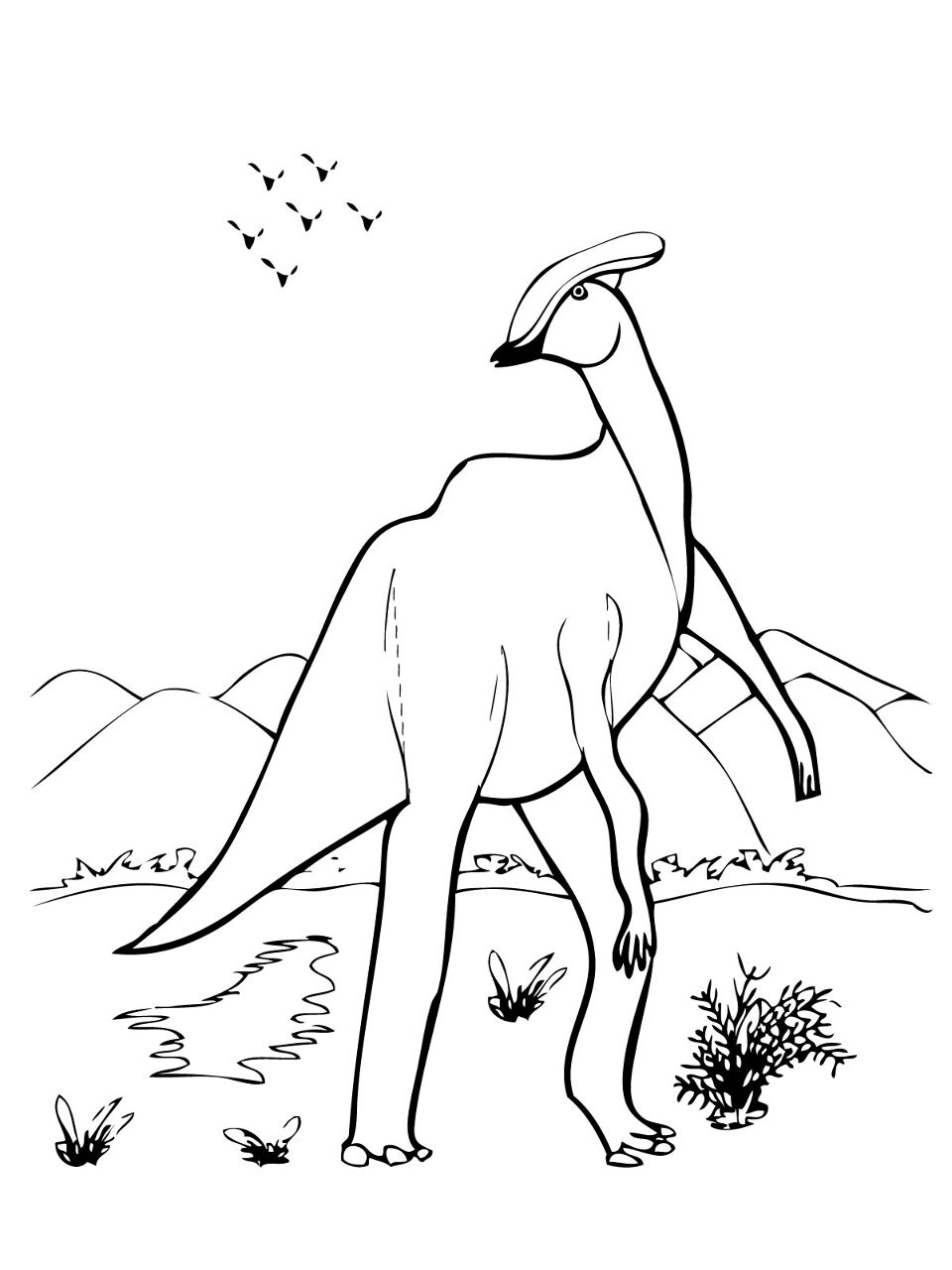 Desenho de Parassaurolofo para colorir e imprimir: número 3