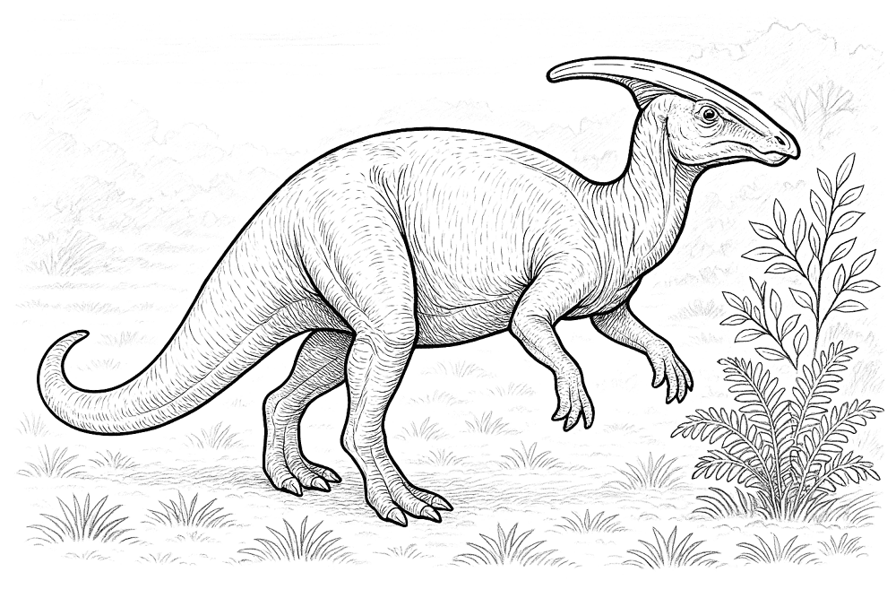 Desenho de Parassaurolofo para colorir e imprimir: número 5