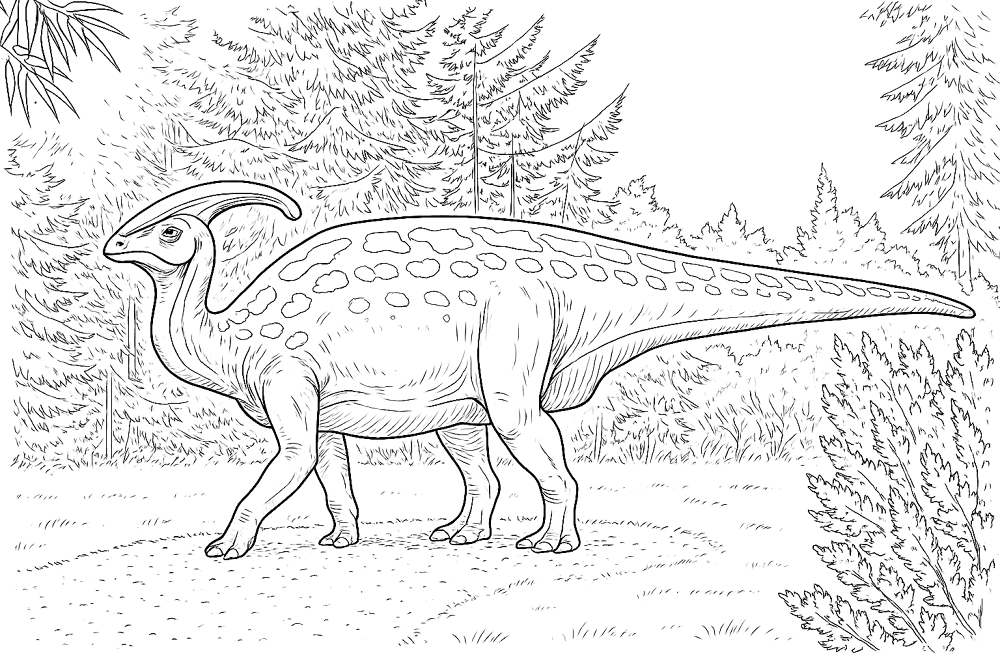 Desenho de Parassaurolofo para colorir