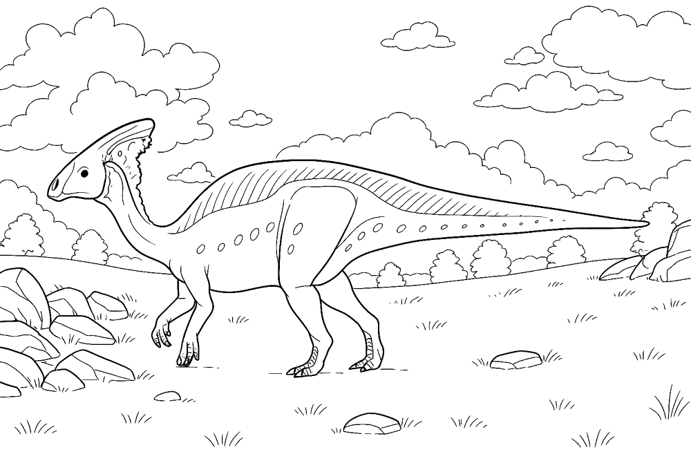 Desenho de Parassaurolofo para colorir