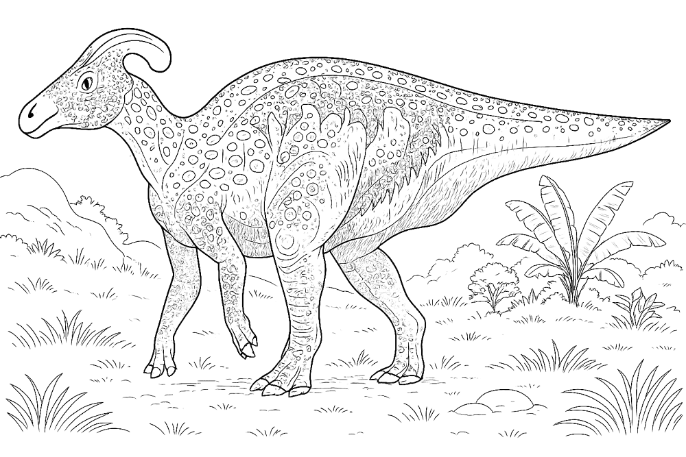Desenho de Parassaurolofo para colorir e imprimir: número 13