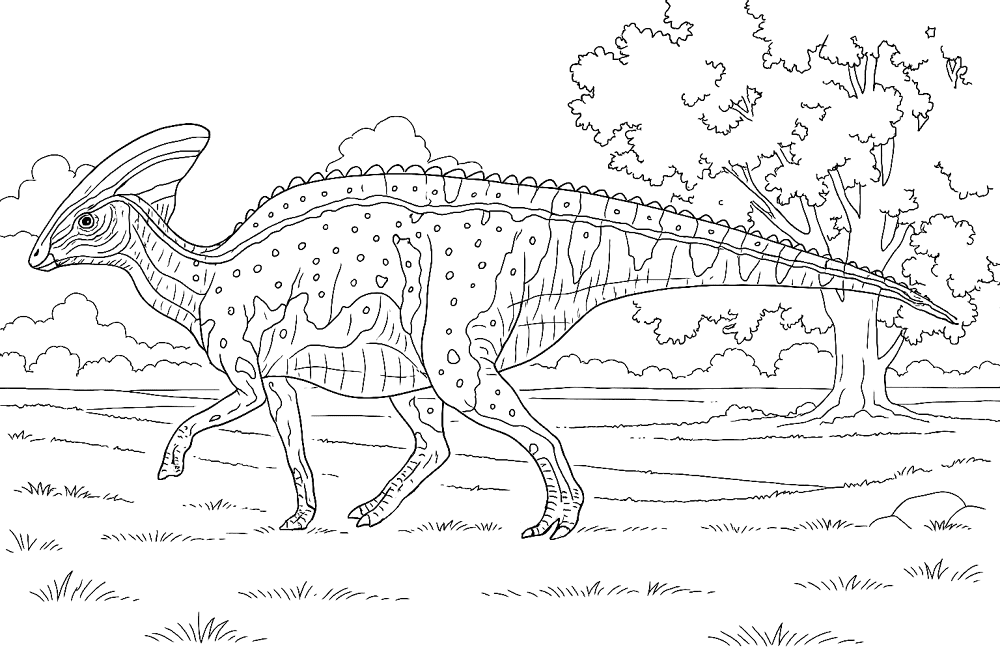 Desenho de Parassaurolofo para colorir e imprimir: número 15