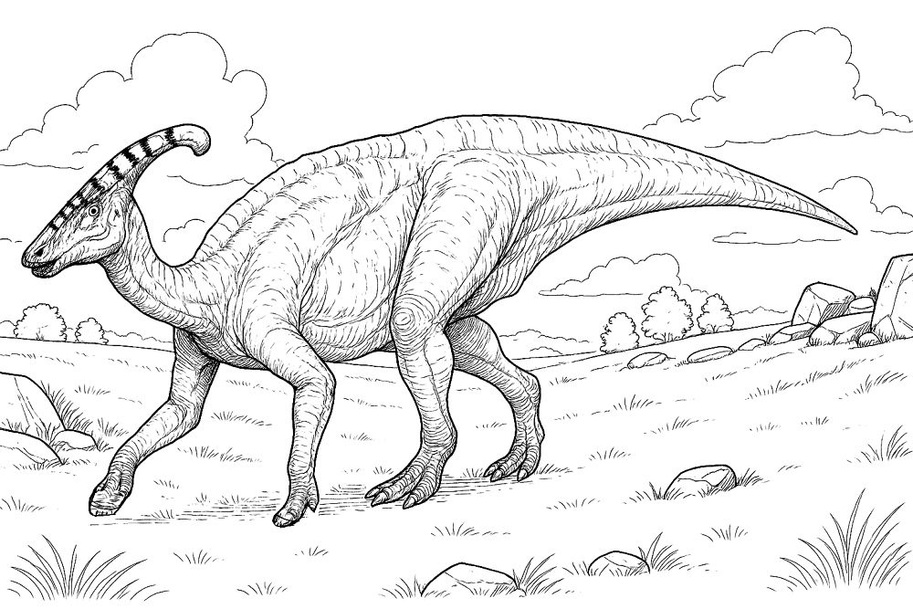 Desenho de Parassaurolofo para colorir e imprimir: número 17