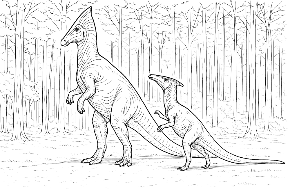 Desenho de Parassaurolofo para colorir e imprimir: número 19