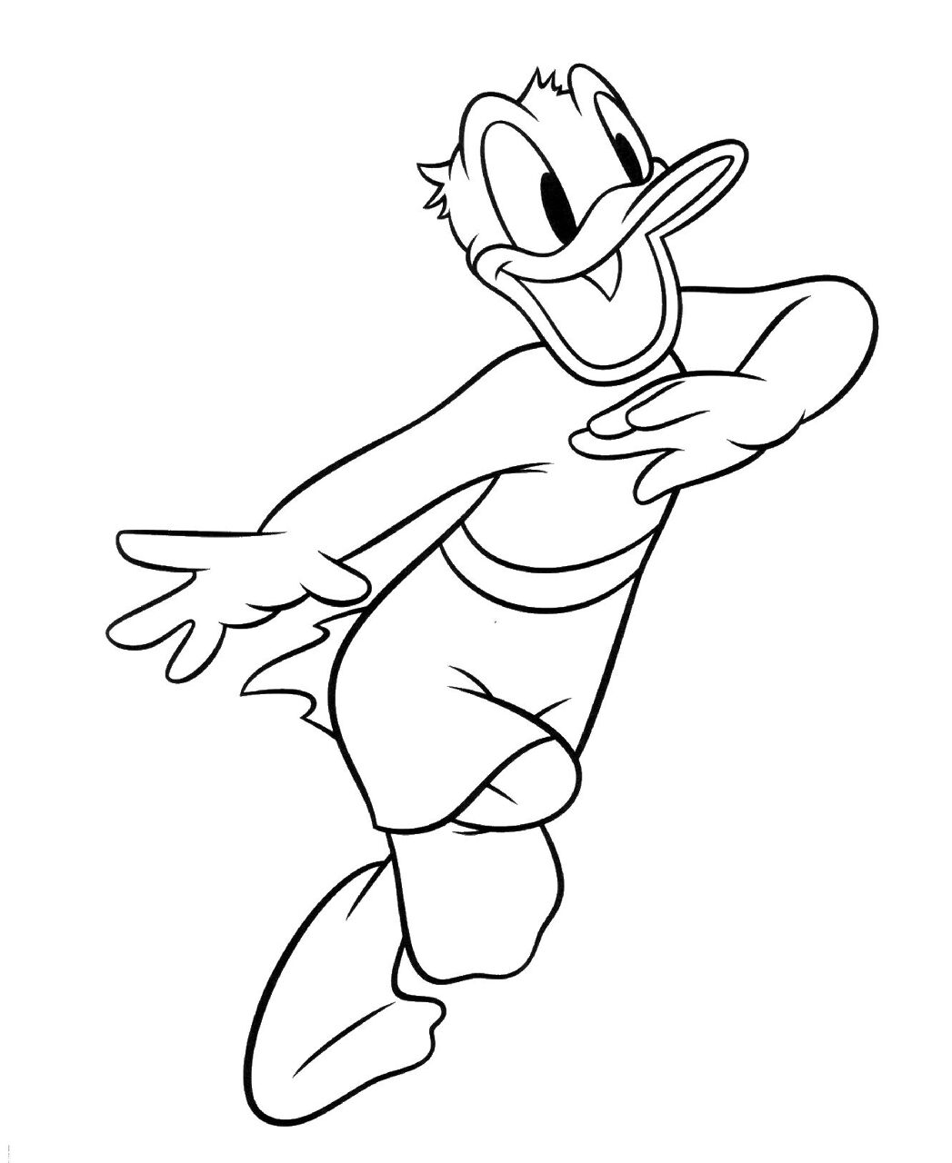 Desenho de Pato Donald para colorir e imprimir: número 1
