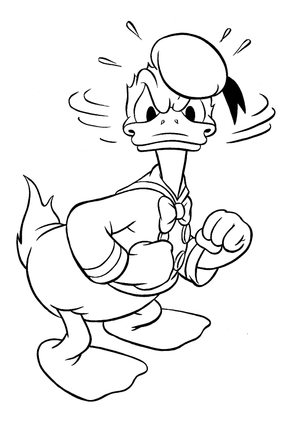 Desenho de Pato Donald para colorir e imprimir: número 5