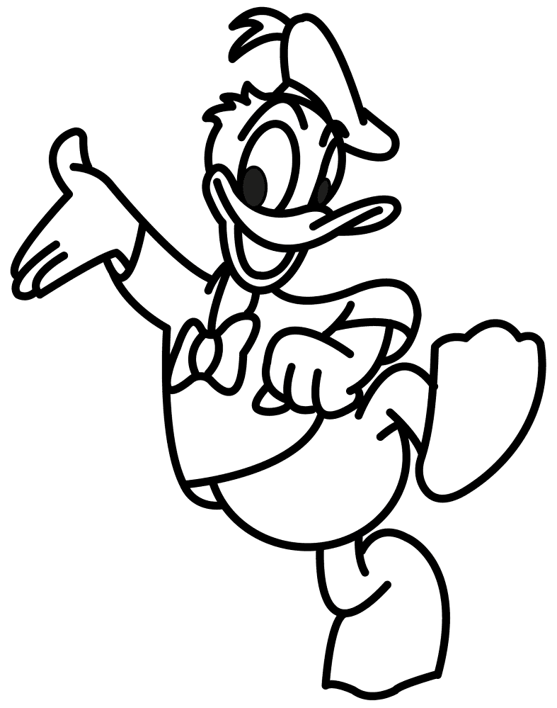Desenho de Pato Donald para colorir e imprimir: número 7
