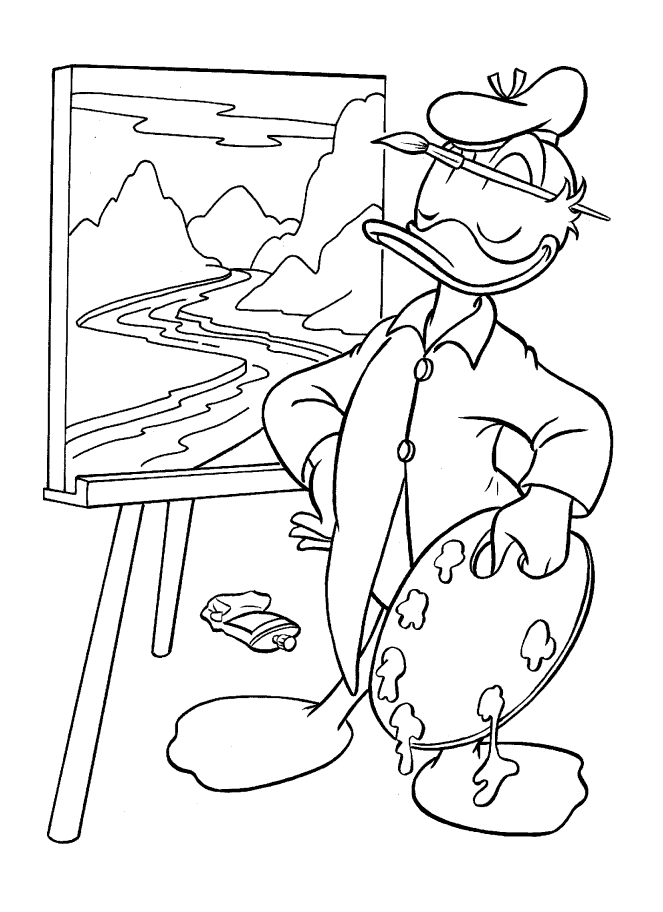 Desenho de Pato Donald para colorir e imprimir: número 19