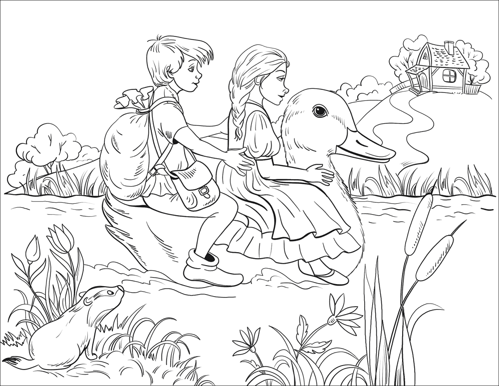 Desenho de Patos para colorir e imprimir: número 5