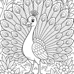 Desenho de Pavao para colorir e imprimir: número 1