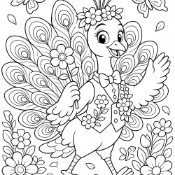Desenho de Pavao para colorir e imprimir: número 2
