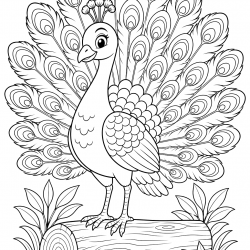 Desenho de Pavao para colorir e imprimir: número 4
