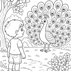 Desenho de Pavao para colorir e imprimir: número 5