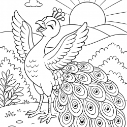 Desenho de Pavao para colorir e imprimir: número 6