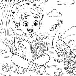 Desenho de Pavao para colorir e imprimir: número 7