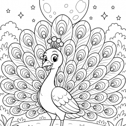 Desenho de Pavao para colorir e imprimir: número 9