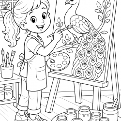 Desenho de Pavao para colorir e imprimir: número 10