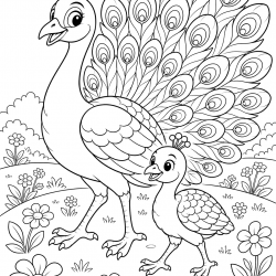 Desenho de Pavao para colorir e imprimir: número 14
