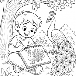 Desenho de Pavao para colorir e imprimir: número 16