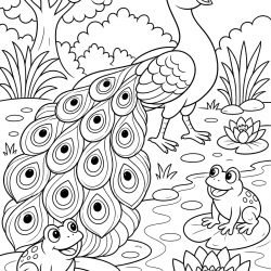 Desenho de Pavao para colorir e imprimir: número 18