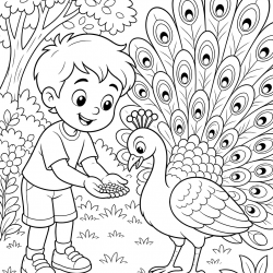Desenho de Pavao para colorir e imprimir: número 19