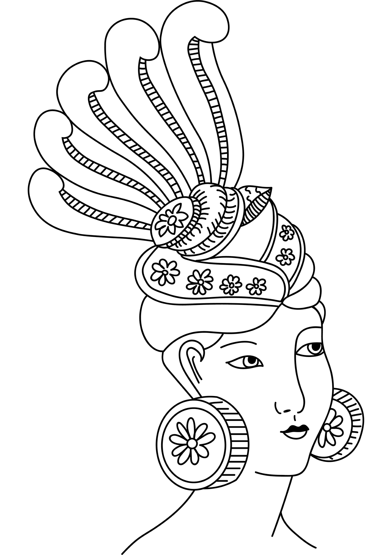 Desenho de Pavões para colorir e imprimir: número 3