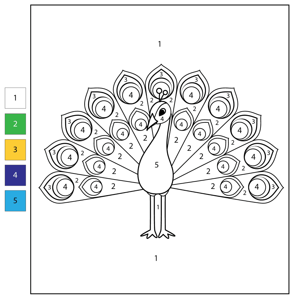 Desenho de Pavões para colorir e imprimir: número 19