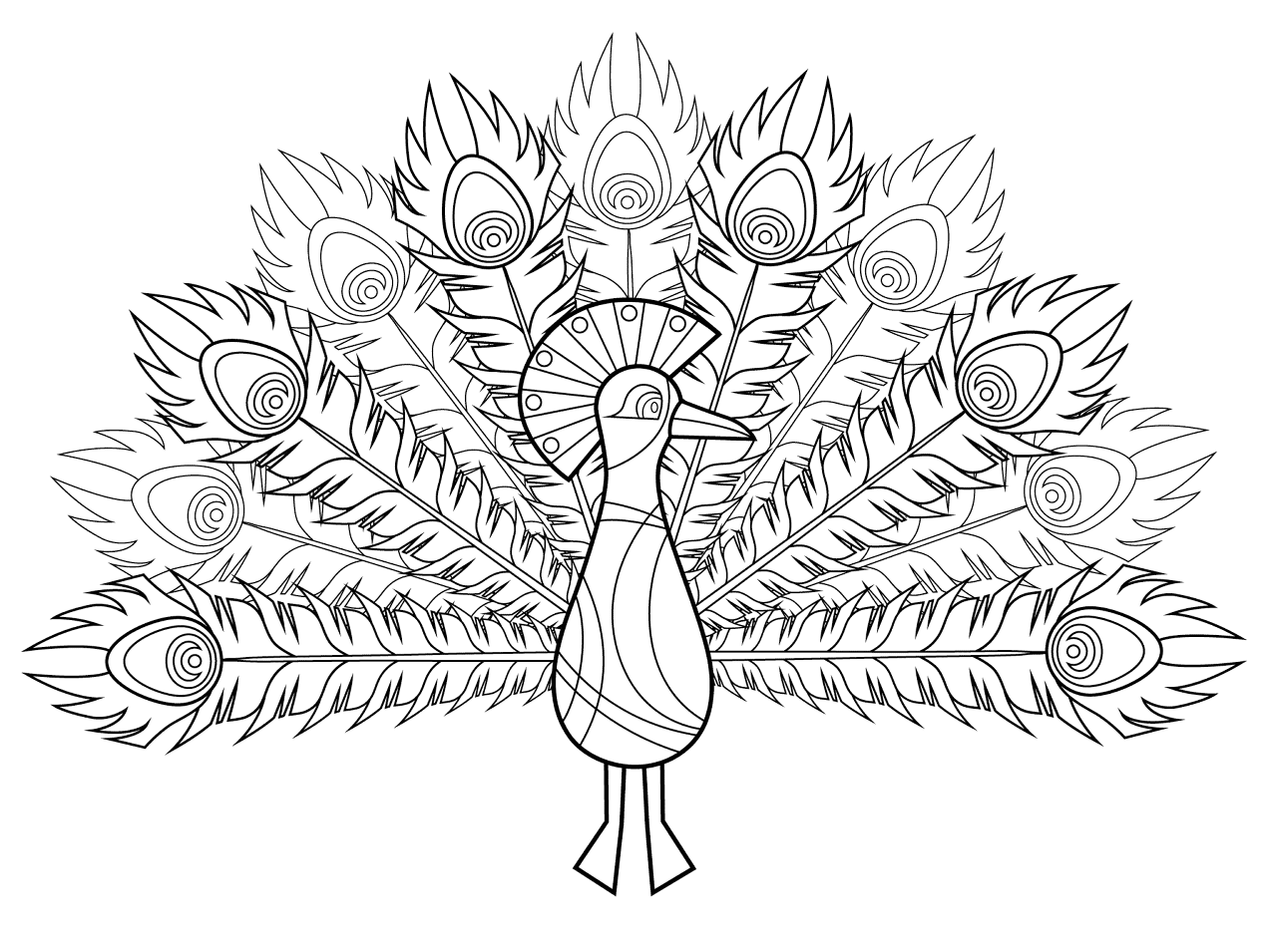 Desenho de Pavões para colorir e imprimir: número 23