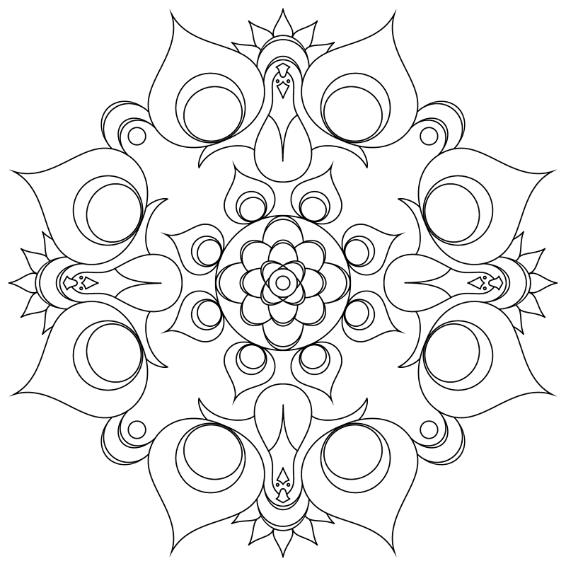 Desenho de Pavões para colorir e imprimir: número 25