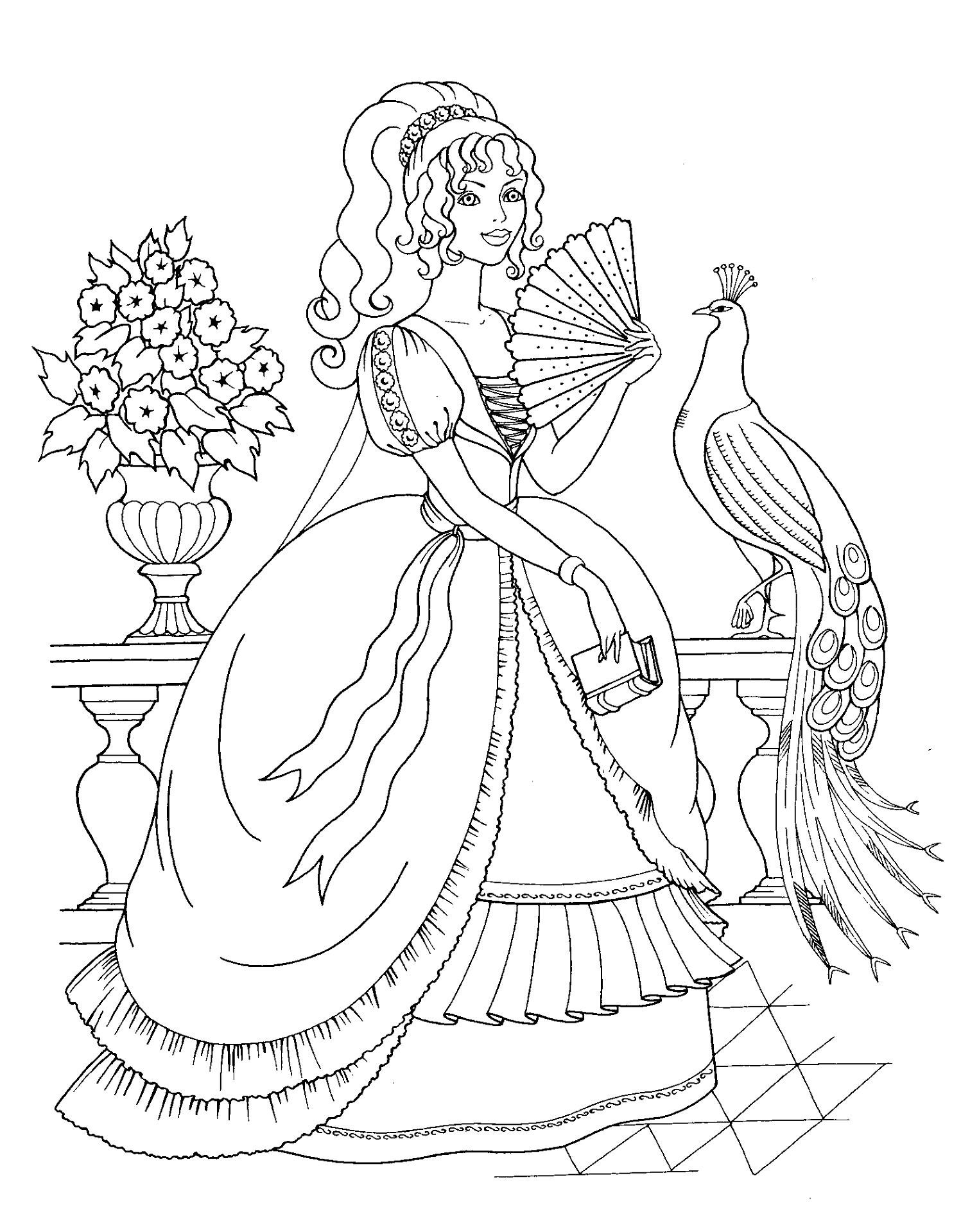Desenho de Pavões para colorir e imprimir: número 32
