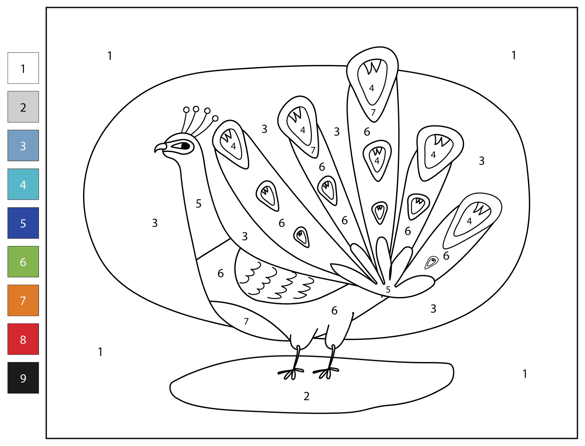Desenho de Pavões para colorir e imprimir: número 35